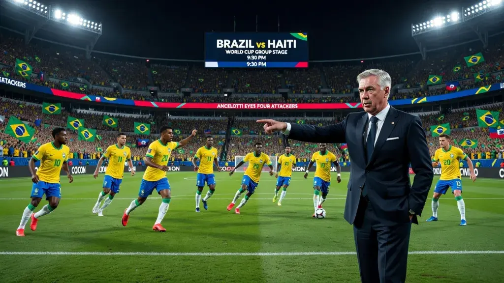 Ancelotti Eyes Four Attackers as Brazil Shuffle Squad to Face Haiti